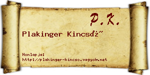 Plakinger Kincső névjegykártya